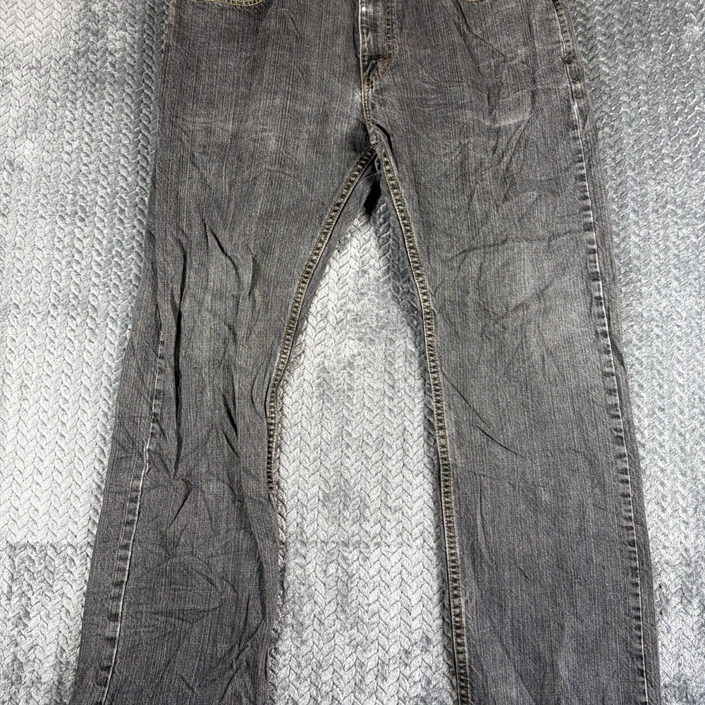 Levis 514 Jeans Mens 38x30 Black Straight Stretch Denim Dark Wash